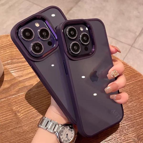 iPhone Derin Mor Renkli Arkası Şeffaf Kılıf