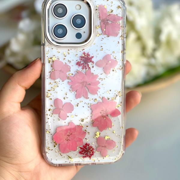 iPhone Uyumlu Pembe Canlı Çiçek Telefon Kılıf